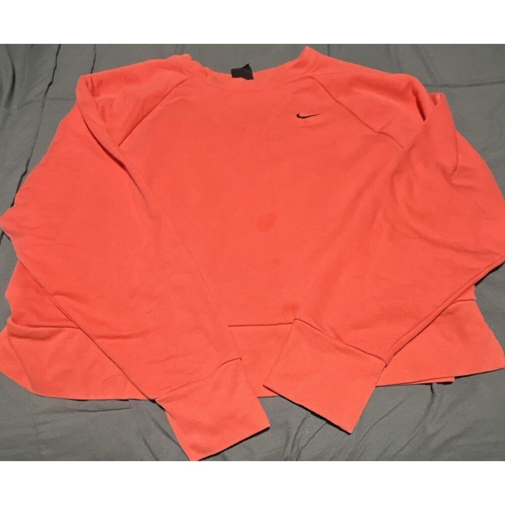 Nike Dri-FIT Sweatshirt Women’s XL Orange Crew Neck Raglan Athletic Polyester